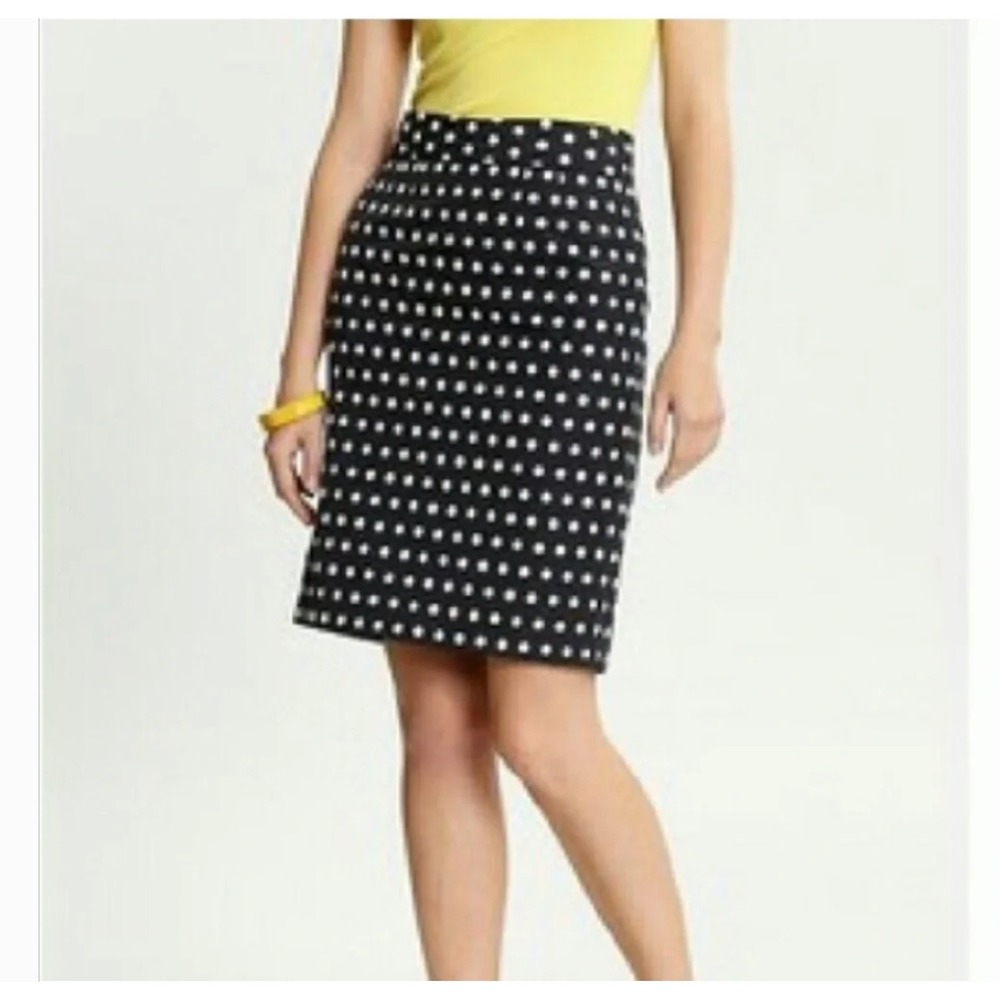J.Crew Navy Blue Polka Dot Tweed Pencil Skirt‎ Lined Career Sz 12 Classic Office